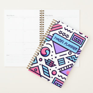 Custom Abstract 90's Aesthetic Casette Squiggles Planner