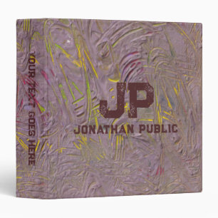 Custom Abstract Art Name Monogram Initial Text Binder