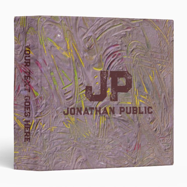 Custom Abstract Art Name Monogram Initial Text Binder (Front/Spine)