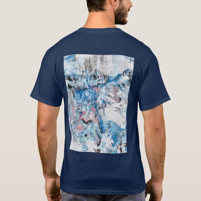 Custom Abstract Art Navy Blue Colour Template T-Shirt (Back)