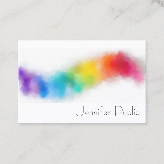 Custom Abstract Art Rainbow Colours Modern Elegant Business Card (Front)