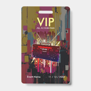 Custom Abstract Colour Block VIP Pass For Event Badge