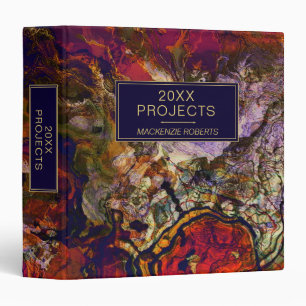 Custom Abstract Evening Red Cream & Midnight Swirl Binder