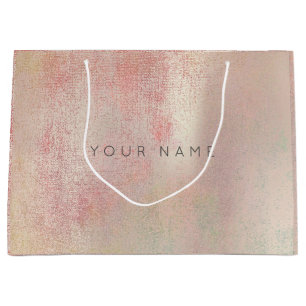 Custom Abstract  Metallic Rose Gold Blush Painting Large Gift Bag