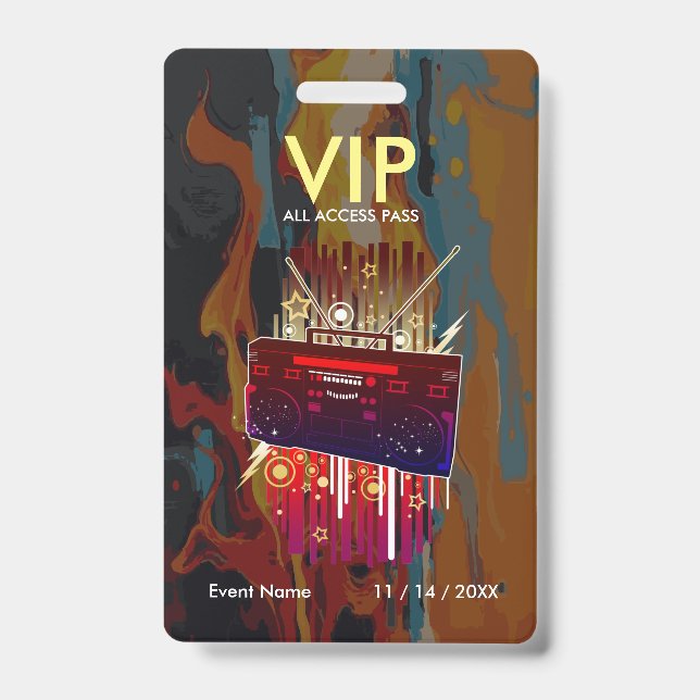 Custom Abstract Paint Pour VIP Pass For Creative Badge (Front)