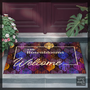 Custom Abstract Pattern Dot Wavy Purple Blue Gold  Doormat
