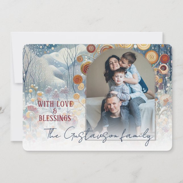 Custom Abstract Snowflakes Floral Holiday Wreath (Front)