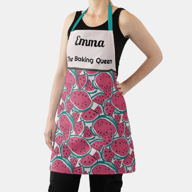 Custom abstract summer fruit pink apron (Insitu)