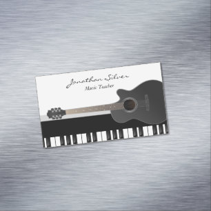 Custom Acoustic Guitar Piano Keys Music Teacher  Magnetic Business Card