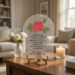 Custom Acrylic Sympathy Card with a Red Rose Invitations