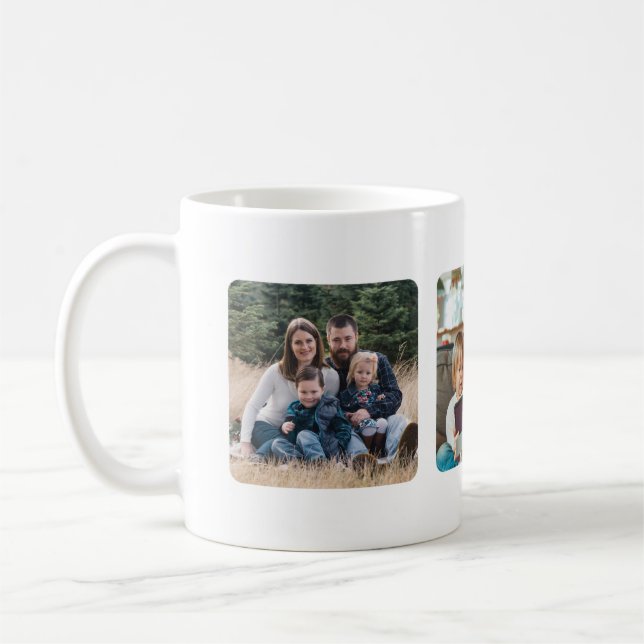 Custom Add 3 Photo Personalized Coffee Mug (Left)