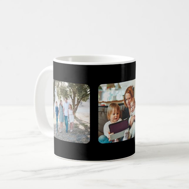Custom Add 3 Photo Personalized Coffee Mug (Front Left)