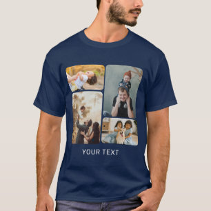 Custom Add 4 Photo Collage and Text T-Shirt