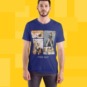 Custom Add 4 Photo Collage and Text T-Shirt