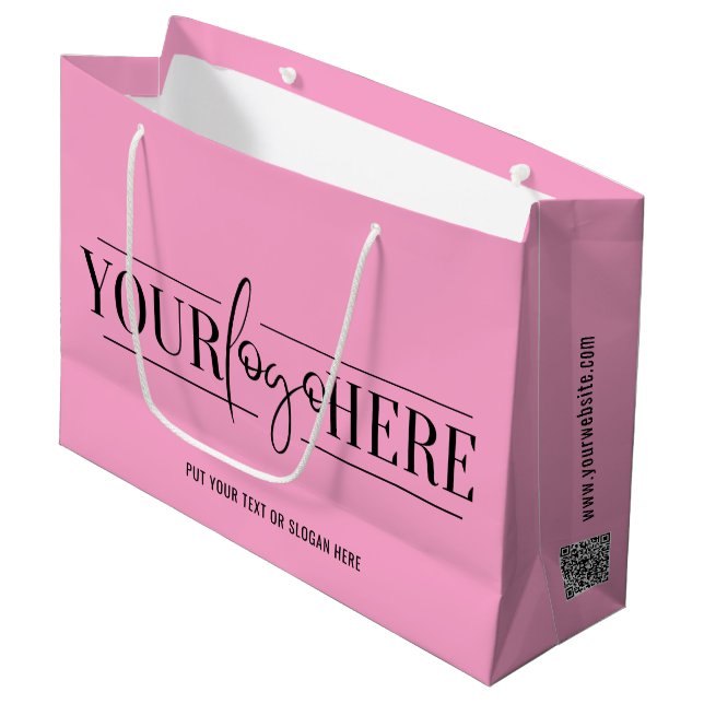 Custom Add Company Business Logo QR Code Large Gift Bag (Front Angled)