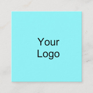 Custom, Add Logo, Cyan Blue. Square Business Card