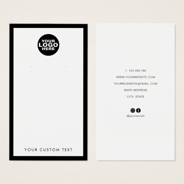 Custom Add Logo Earring Jewellery Display Card (Front & Back)
