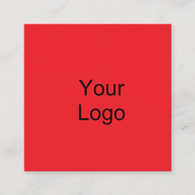 Custom, Add Logo, Vibrant Red Square Business Card (Front)