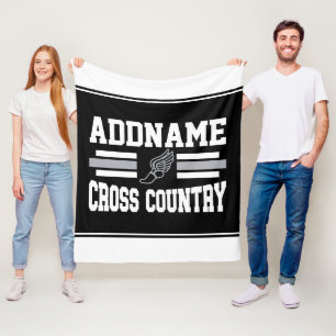 Custom ADD NAME Cross Country Runner Running Team Fleece Blanket