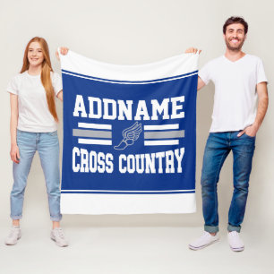 Custom ADD NAME Cross Country Runner Running Team Fleece Blanket