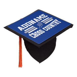 Custom ADD NAME Cross Country Runner Running Team Graduation Cap Topper