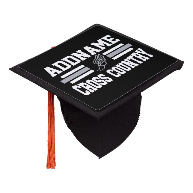 Custom ADD NAME Cross Country Runner Running Team Graduation Cap Topper (Angled)