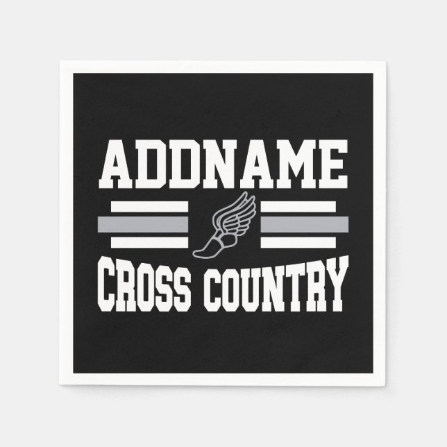 Custom ADD NAME Cross Country Runner Running Team Napkin (Front)