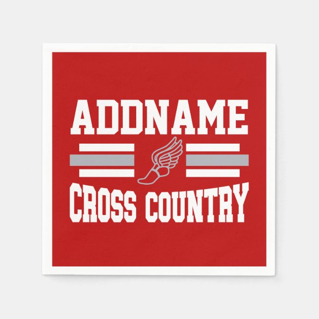 Custom ADD NAME Cross Country Runner Running Team Napkin (Front)