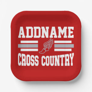 Custom ADD NAME Cross Country Runner Running Team Paper Plate