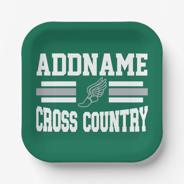 Custom ADD NAME Cross Country Runner Running Team Paper Plate (Front)