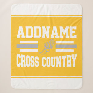 Custom ADD NAME Cross Country Runner Running Team Sherpa Blanket