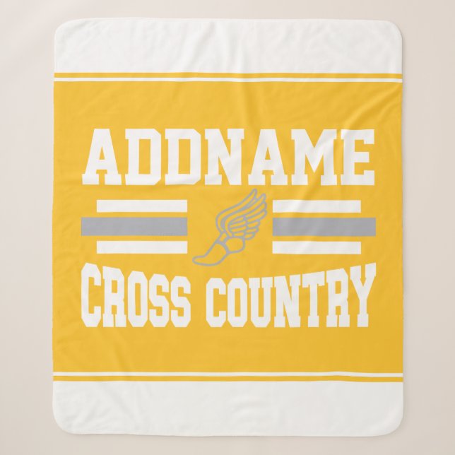 Custom ADD NAME Cross Country Runner Running Team Sherpa Blanket (Front)
