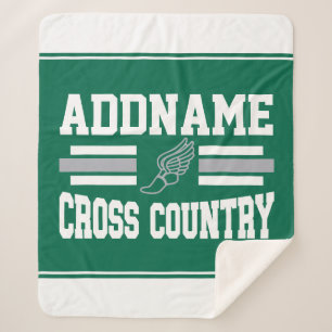 Custom ADD NAME Cross Country Runner Running Team Sherpa Blanket