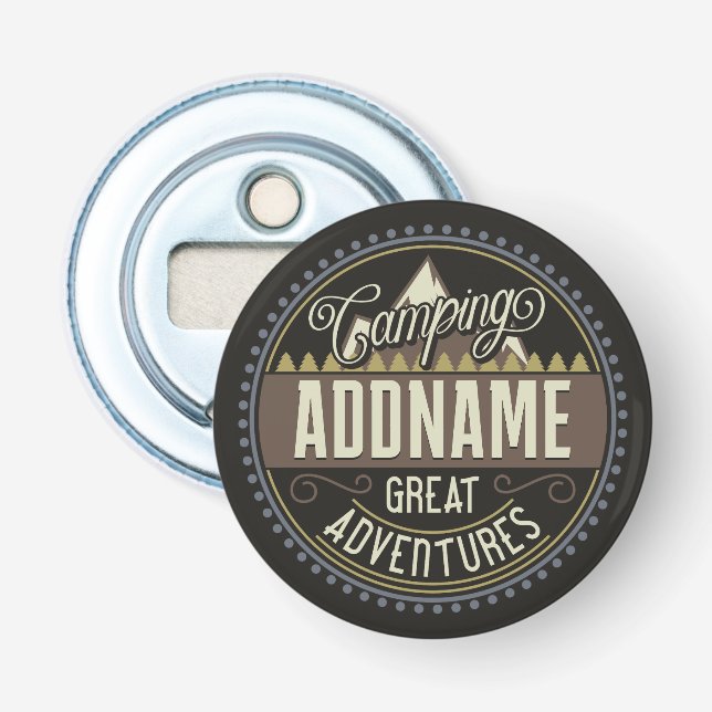 Custom ADD NAME Family Camp Trip Camping Reunion Bottle Opener (Front)