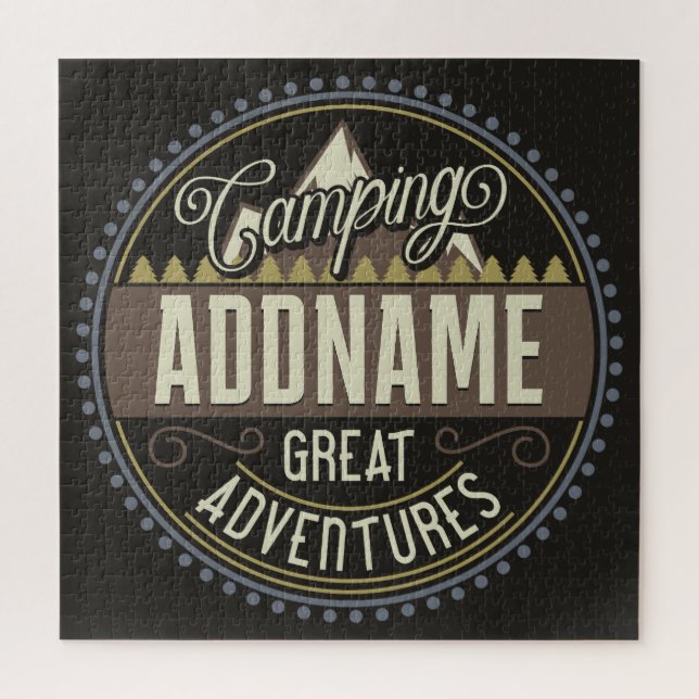 Custom ADD NAME Family Camp Trip Camping Reunion Jigsaw Puzzle (Vertical)