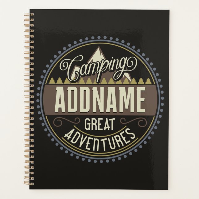 Custom ADD NAME Family Camp Trip Camping Reunion Planner (Front)