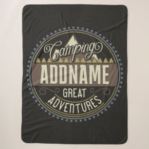 Custom ADD NAME Family Camp Trip Camping Reunion Sherpa Blanket