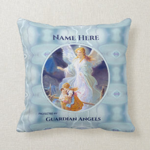 Custom Add Name Guardian Angel Throw Pillow