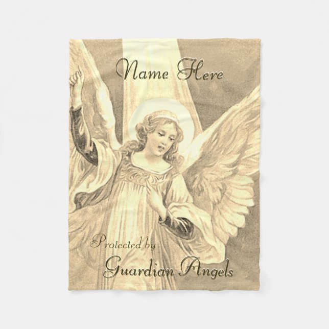 Custom Add Name Guardian Gold Fleece Blanket (Front)