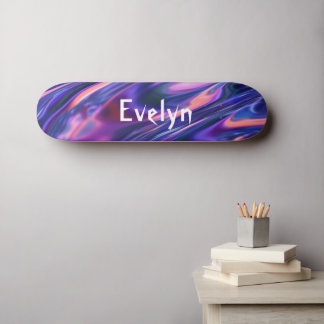 Custom Add Name Purple Abstract Cyberpunk Skateboard