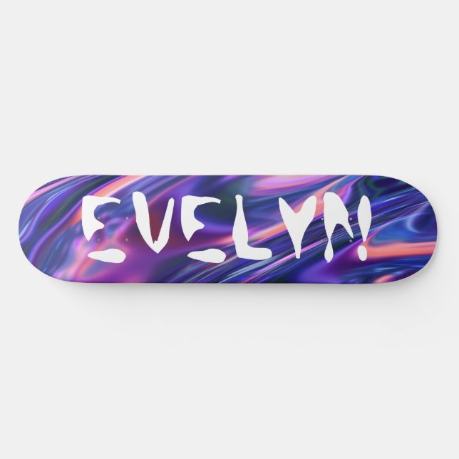 Custom Add Name Purple Cyberpunk Style Skateboard (Horz)