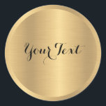 Custom Add Text Faux Gold Metallic Look Template Classic Round Sticker<br><div class="desc">Custom Faux Gold Metallic Look Blank Elegant Template Classic Round Sticker.</div>