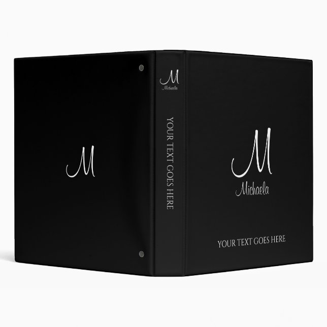 Custom Add Text Monogram Initial Letter Template Binder (Background)