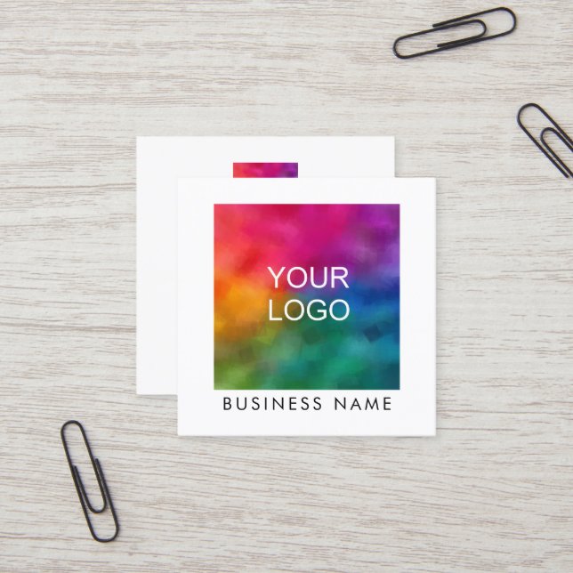 Custom Add Your Business Company Logo Elegant Square Business Card (Front/Back In Situ)