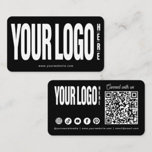 Custom Add Your Logo Connect Social Media QR Code Business Card