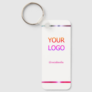custom add your logo personalized pink red border keychain