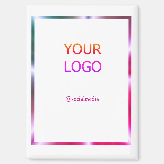 custom add your logo personalized pink red border  magnet (Front)