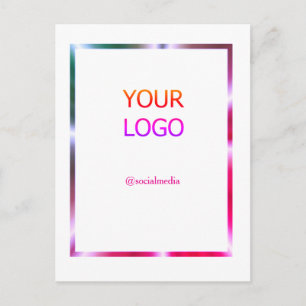 custom add your logo personalized pink red border postcard