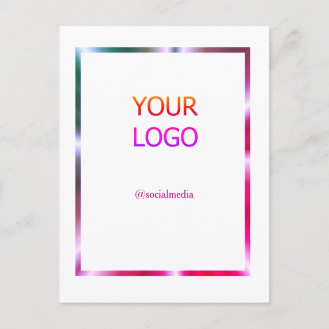 custom add your logo personalized pink red border  postcard (Front)