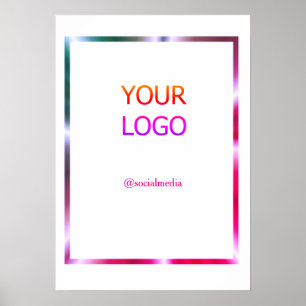 custom add your logo personalized pink red border poster